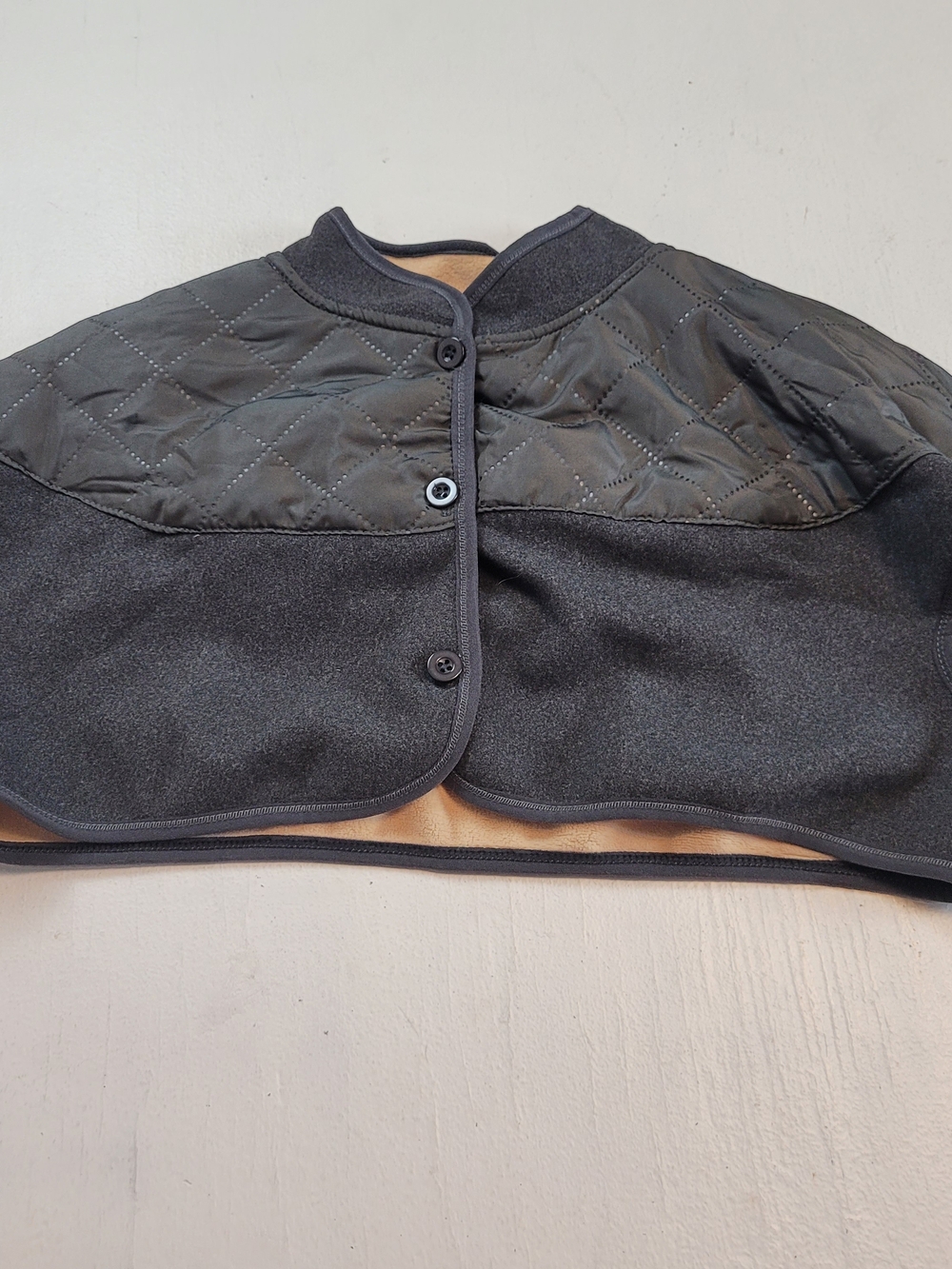 Women's Short Quilted Cape Jacket - Black